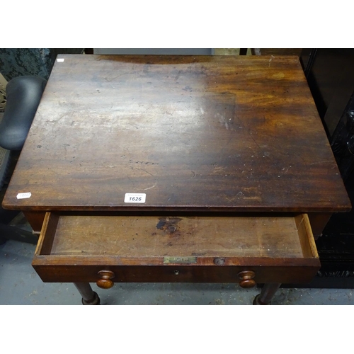 1626 - A William IV mahogany side table, with single frieze drawer, on tulip carved legs, W64cm