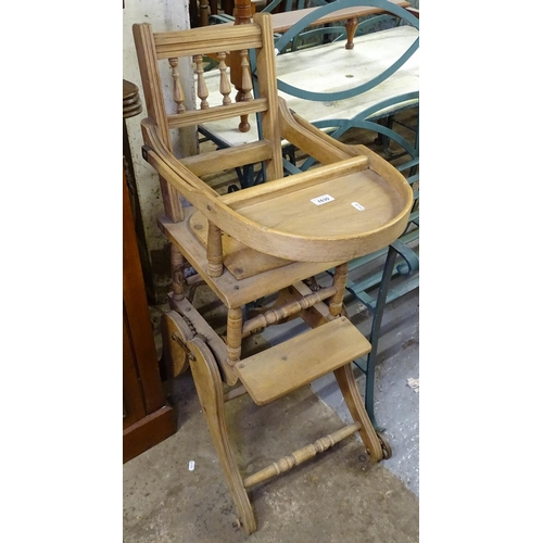 1630 - A Victorian beech and pine highchair