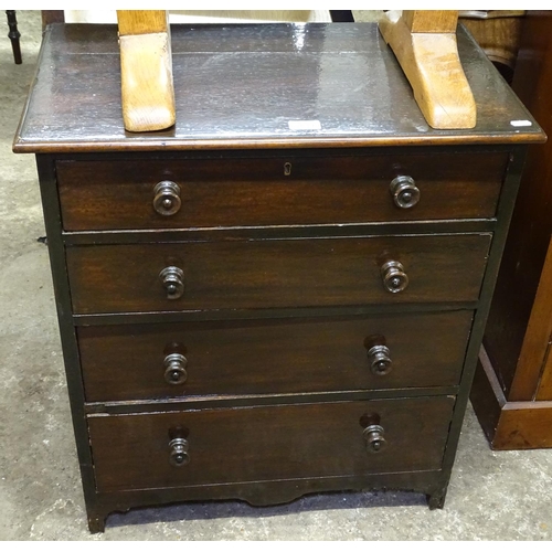 1634 - A small stained pine 4-drawer chest, W64cm