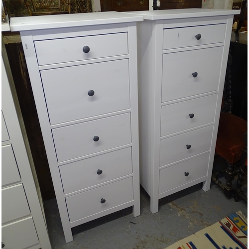 1642 - A pair of white painted Ikea 5-drawer chest, W57cm