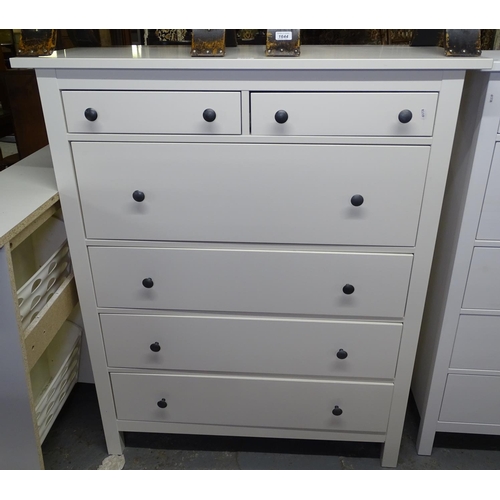 1643 - An Ikea white gloss chest of 6 drawers, W110cm, and a matching shoe cupboard, W108cm