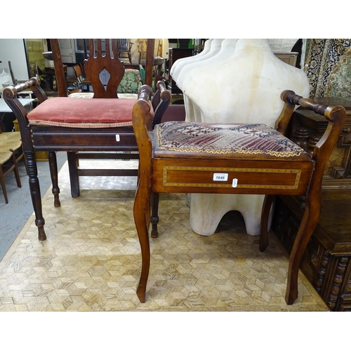 1646 - 2 Edwardian mahogany piano stools