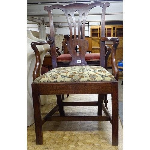 1648 - A Georgian mahogany desk chair, with an upholstered drop-in seat