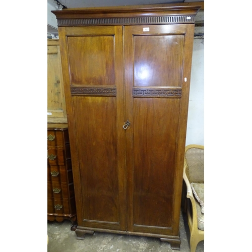 1663 - An Edwardian mahogany 2-door wardrobe, W97cm