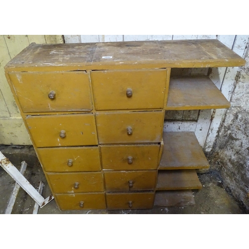 1684 - A painted pine 9-drawer chest (A/F)