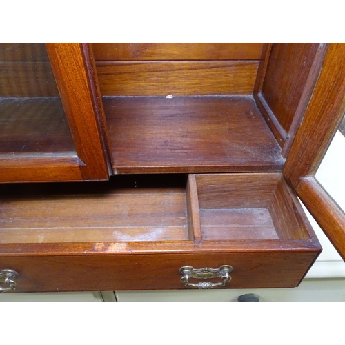 1687 - A mahogany hanging cabinet, with 2 glazed doors and drawer under, W52cm, H88cm