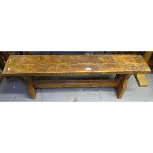 1697 - A stained pine bench, L120cm