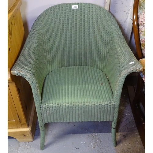 1700 - A green Lloyd Loom bedroom chair