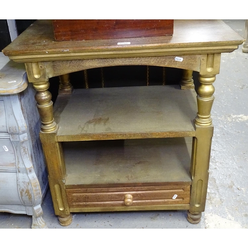 1705 - A painted 3-tier stand with drawer to the base, with turned supports, W72cm