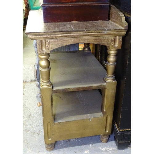 1705 - A painted 3-tier stand with drawer to the base, with turned supports, W72cm