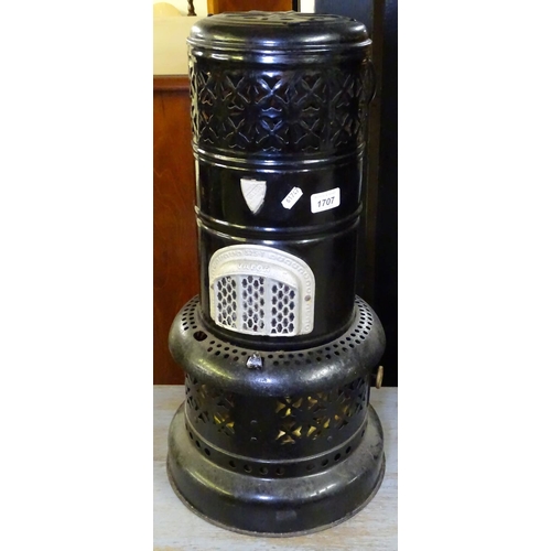 1707 - A Vintage painted black metal Valor heater (525-T), H61cm