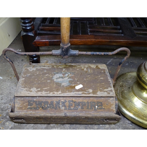 1714 - 2 brass standard lamps, and a Vintage Ewbank Empire carpet sweeper