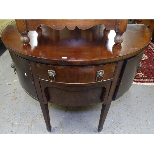 1718 - A 19th century mahogany bow-front sideboard, with 2 central drawers flanked by panelled cupboards, r... 