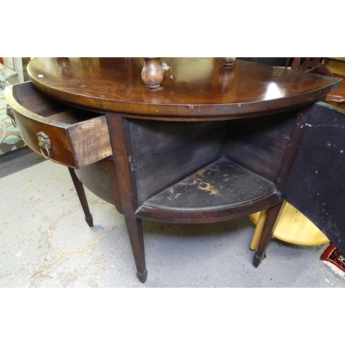 1718 - A 19th century mahogany bow-front sideboard, with 2 central drawers flanked by panelled cupboards, r... 