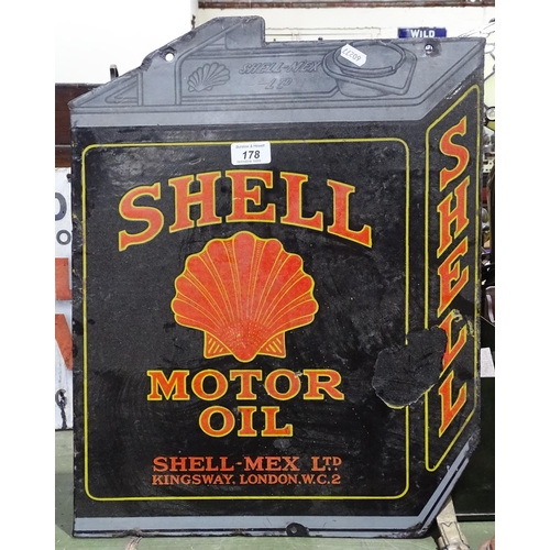 178 - A double-sided hanging enamel advertising sign for Shell Motor Oil, Shell-Mex Ltd, Kingsway London W... 