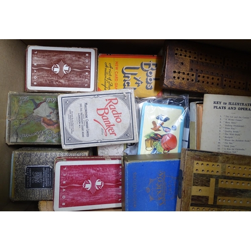 207 - Playing cards, crib board etc