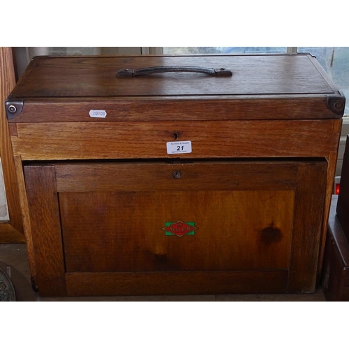 21 - A Neslein engineer's box with fitted drawers, and contents