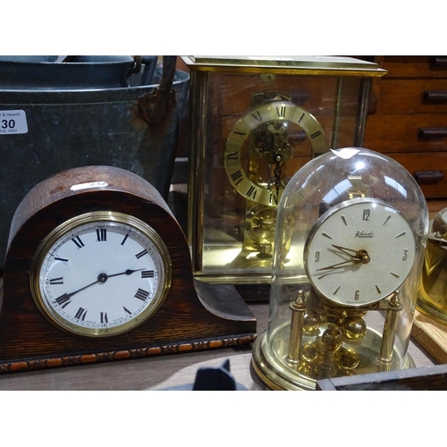 232 - A 400-day clock under glass dome, and 3 other clocks