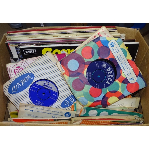 258 - A box of LPs and 45 rpm records