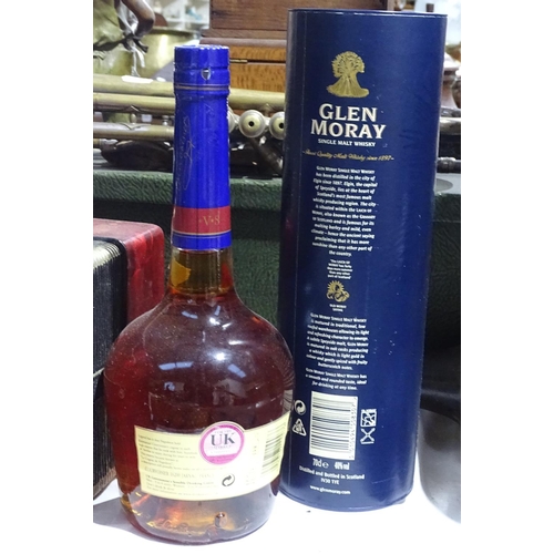 313 - Glen Moray single malt whisky, and a bottle of Courvoisier