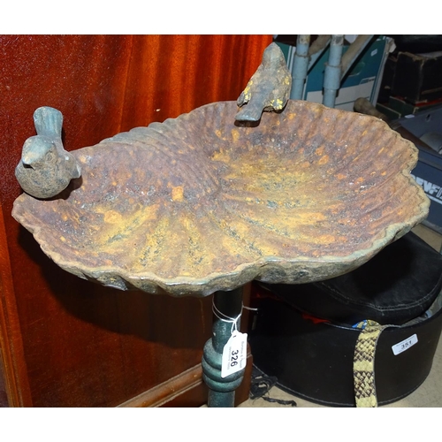 326 - A painted cast-iron bird bath, height 21.5