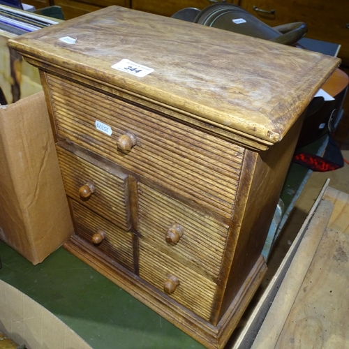 344 - A hardwood table-top cabinet of 5 drawers, height 14.75