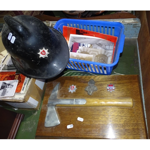 352 - A Kent fireman's helmet, various Fire Brigade memorabilia