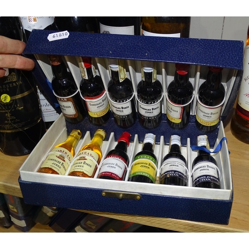 382 - Cased miniature Sherry's, and 7 various bottles of wine