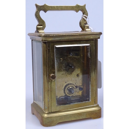 396 - A brass-cased carriage clock, height 4.25