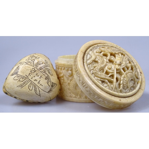 398 - A carved ivory pot and cover, 2