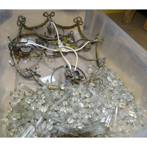 429 - A chandelier with cut-glass lustres for reassembly