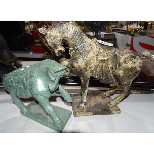 450 - A painted cast-iron T-Ang style horse, height 10