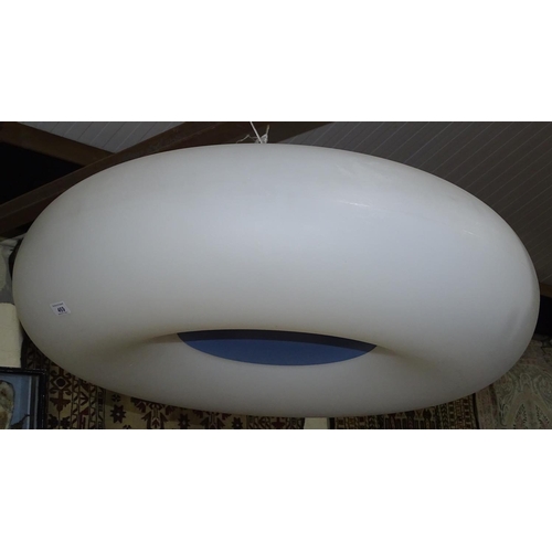 469 - A 1930's white circular tube light fitting, originally from the Royal Bank Of Scotland main banking ... 