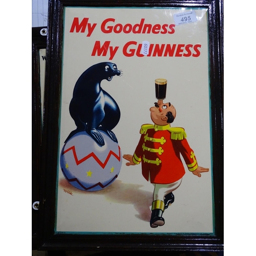 495 - 4 Vintage framed Guinness adverts, smallest height 14.5