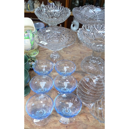 515 - A Royal Brierley pedestal comport and 3 others, and other glassware