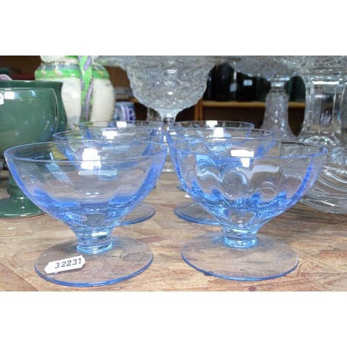 515 - A Royal Brierley pedestal comport and 3 others, and other glassware