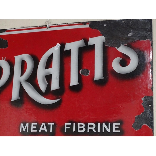 52 - A Vintage enamel sign advertising Spratts Meat Fibrine Dog Cakes, 76cm x 61cm