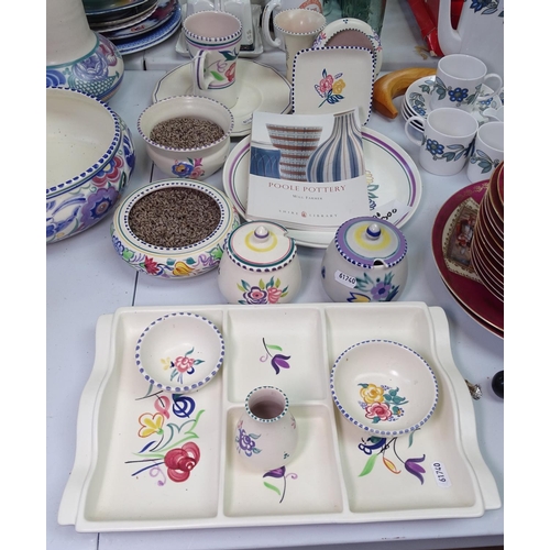 529 - Poole Pottery preserve pots, hors d'oeuvres dish etc