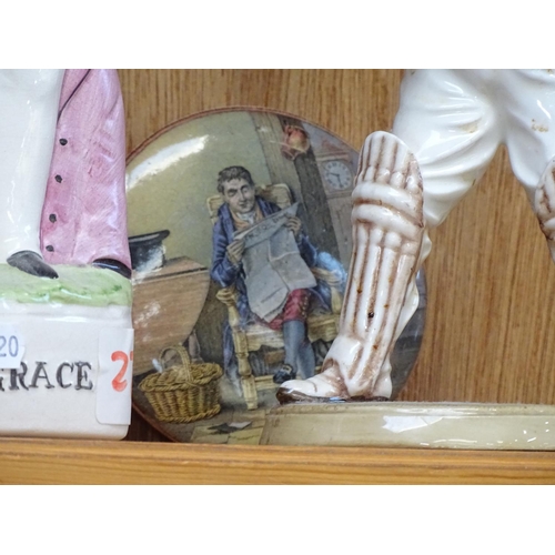 620 - Royal Doulton W G Grace figure, a Staffordshire figure and pot lid