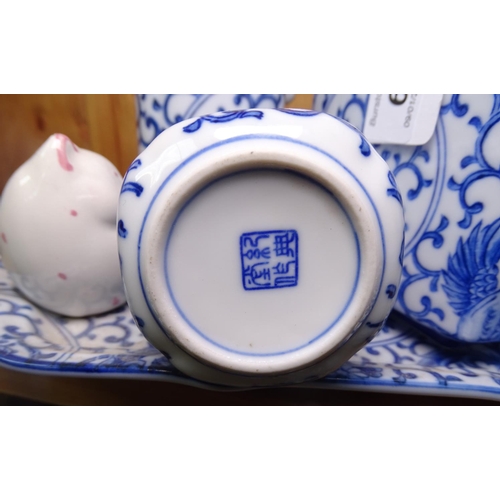 650 - Blue and white Oriental teaware, a Chinese teapot etc