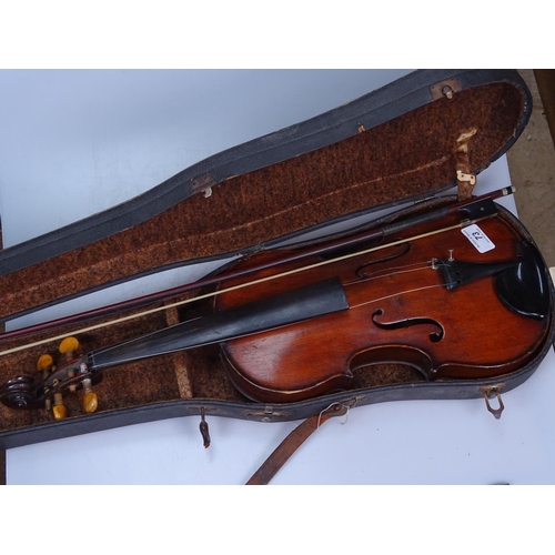 73 - A Vintage violin and bow in case