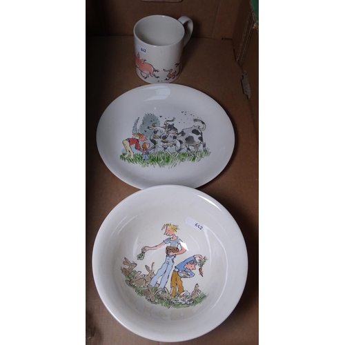 749 - A boxed Poole breakfast set, designed by Quentin Blake, a bowl and a ball