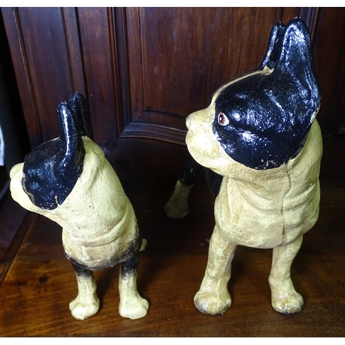 774 - Two cast iron Boston Terrier door stops.