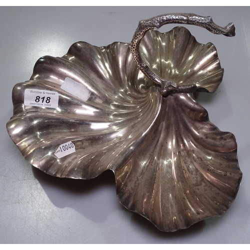 818 - A silver plated 3-section hors d'oeuvres dish