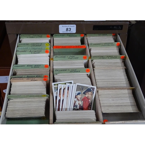 83 - Filing drawers containing a large collection of Vintage cigarette cards