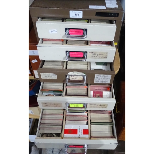 83 - Filing drawers containing a large collection of Vintage cigarette cards