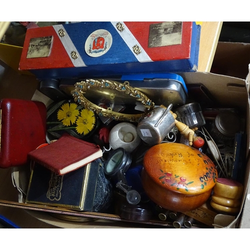 85 - Miniature bells, a frame, boxes etc