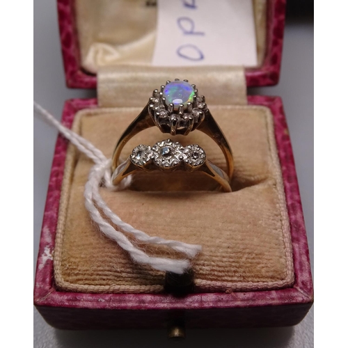 892 - An 18ct gold pearl and turquoise stone set ring, and 3 other 9ct gold stone set dress rings