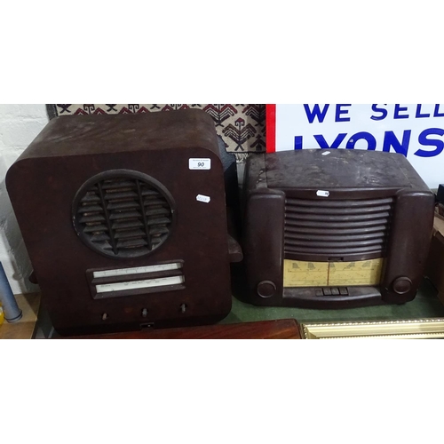 90 - A bakelite-cased valve radio, and another