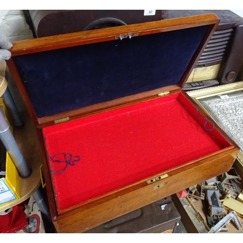 92 - An Antique mahogany box, with tray fitted interior, 22